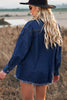 Oversized Lightweight Denim Shirt Jacket With Frayed Hem