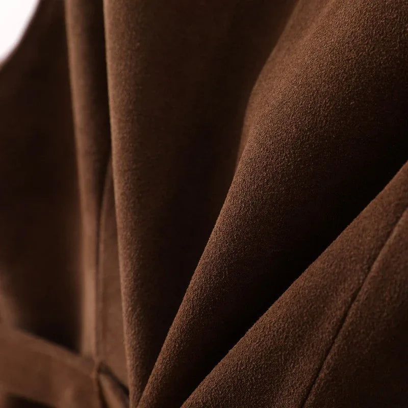 Women Brown Genuine Suede Leather Vest