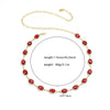 Red Oval Rhinestone Waist Chain with Gold Tone Links