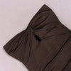 Brown ruched tube dress with twist bust detail