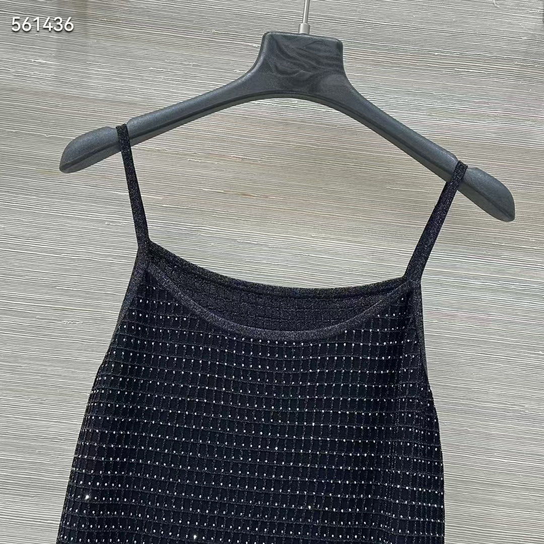 Women Gold Thread Plaid Rhinestone Knit Three Piece Set