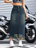 long denim maxi skirts for women