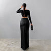 High Waist Leather Slit Straight Skirt