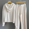 Women Cashmere Wool Knit Hoodie and Pants Set