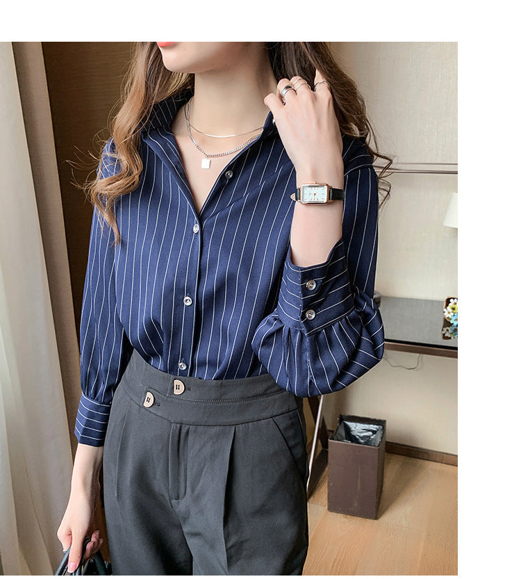 button down striped short sleeve women's shirt