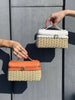 Handwoven Rattan and Leather Crossbody Summer Bag