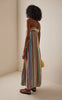 Multicolor Vertical-Striped Square-Neck Loose-Fit Shift Midi Dress
