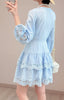 White linen lace v neck resort dress breathable summer mini