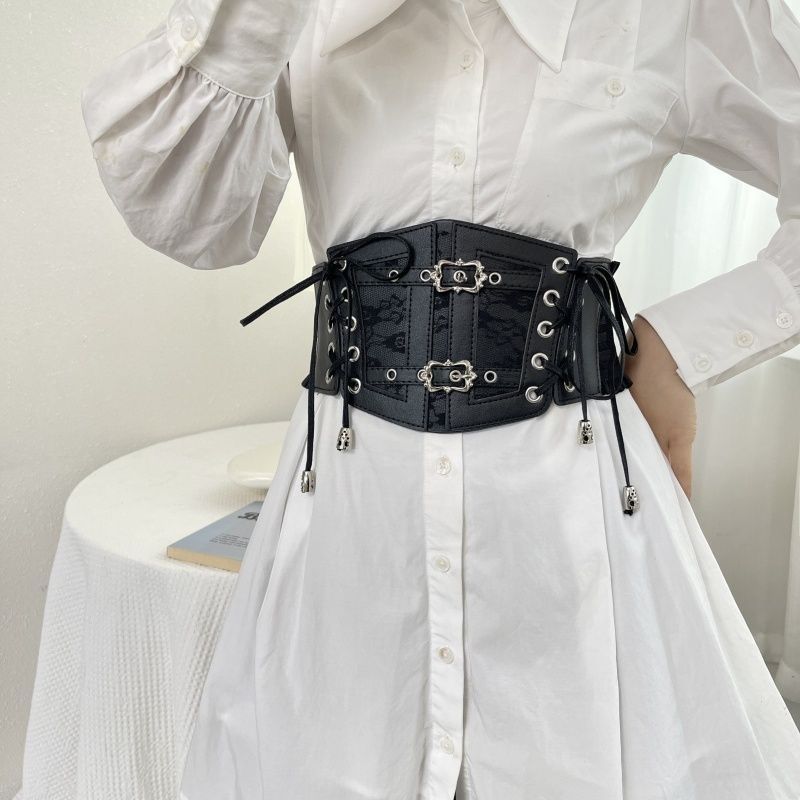 Women’s Faux Leather Corset Belt With Lace Up Sides