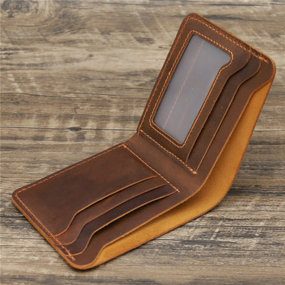 Men’s Genuine Cowhide Leather Bifold Wallet with ID Window