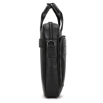 Genuine Leather Carry-On Office Bag with Trolley Strap
