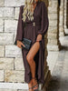 Olive Green V Neck Long Sleeve Belted High Slit Maxi Dress 3 S