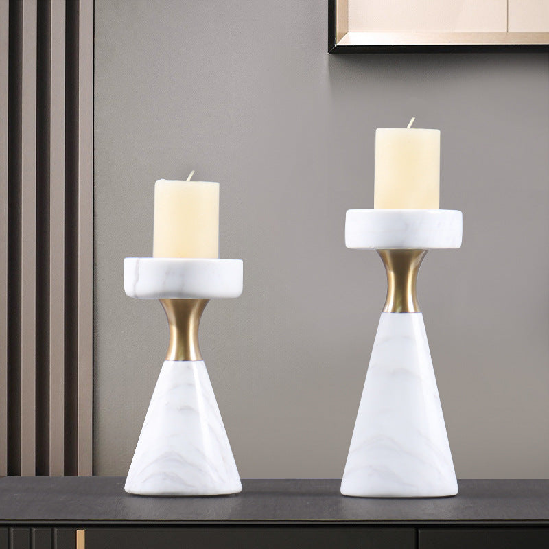 Luxury Marble Candlestick Holder with Gold Accent