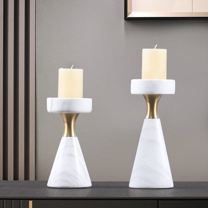 Luxury Marble Candlestick Holder with Gold Accent