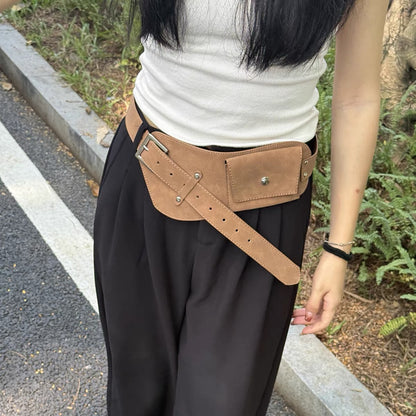 Waist Bag for Women in Faux Suede Wide Belt Style