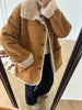 Women Reversible Shearling Wool Coat Winter Fur Jacket