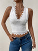 White lace crop top with v neck detail