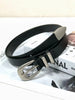 Retro silver buckle cowhide women leather belt