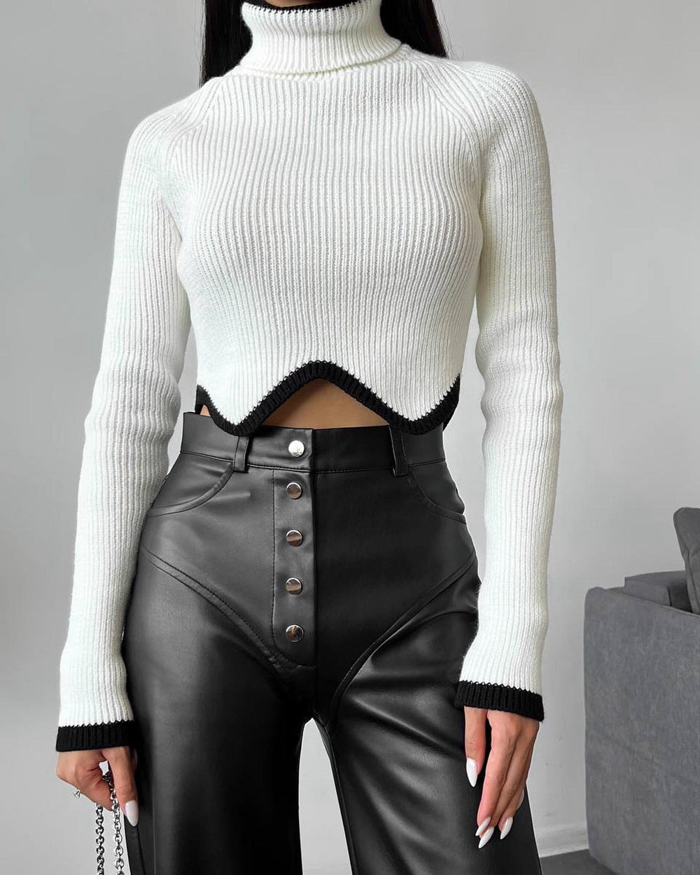 Leather Wide Leg Pants Women