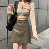 High Waist Faux Leather Skirts
