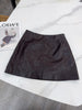 Women’s Leather Mini Skirt High Waist Oil Wax A-Line