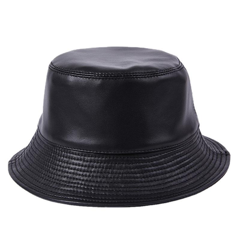 Women’s Genuine Leather Bucket Hat with Sunshade Brim