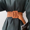 Women’s Wide Faux Leather Waist Belt with Square Buckle