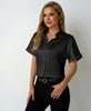 Women Satin Batwing Short Sleeve Shirts