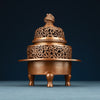 Copper Incense Burner with Three Legs and Decorative Openwork Lid