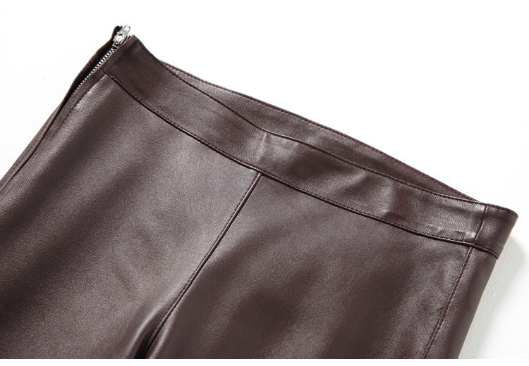 Women’s Flared Leather Pants High Waisted Cropped