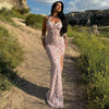 Ruched Side Slit Midi Maxi Dress Boho Summer Floral with Slit