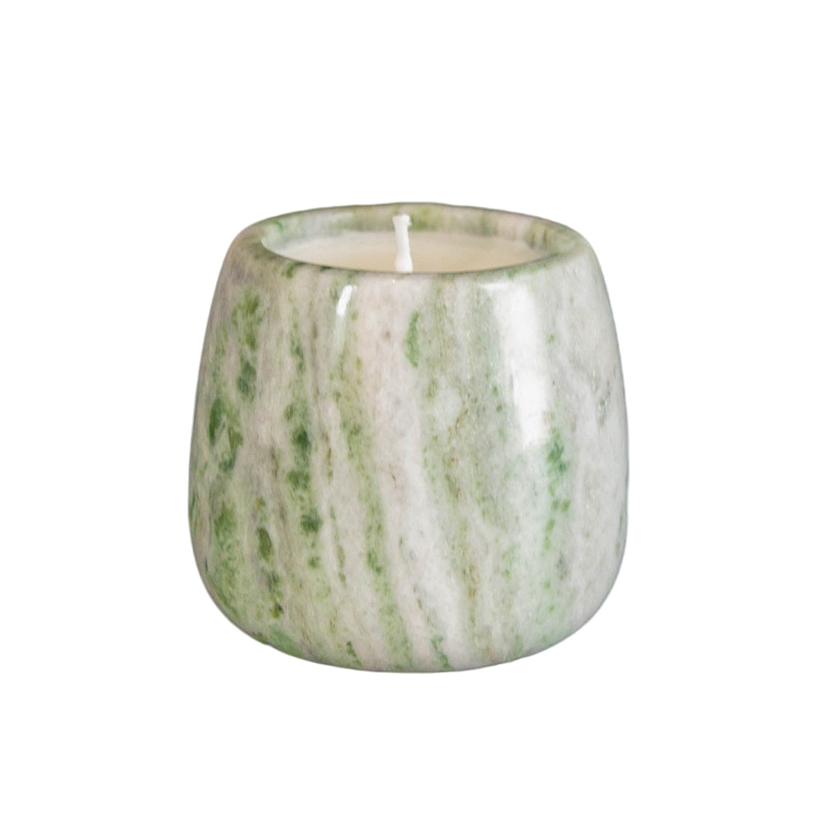 Small White Marble Candle Cup with Brown Veining for Home Decor 3