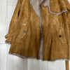 Women Brown Suede Jacket with Sheepskin Collar