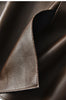 High waisted midi leather skirt with front slit and pockets