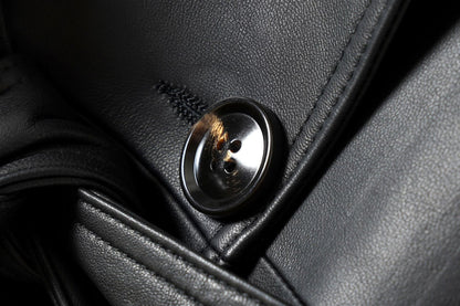 Women Leather Trench Coat Double-Breasted Long Belted