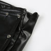 Black Faux Leather Shorts for Women with Buckle Low Waist