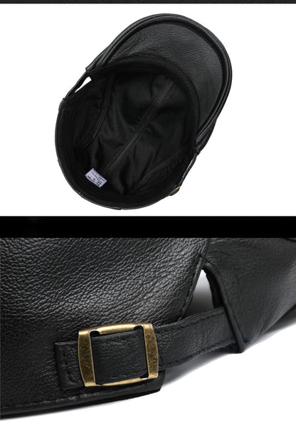 Men’s Genuine Leather Duckbill Cap in Top-Grain Cowhide