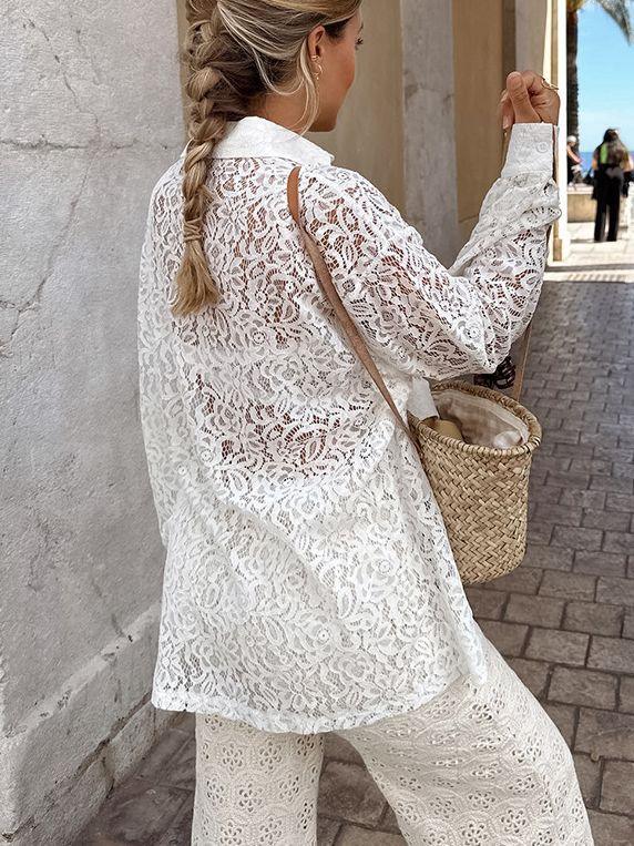 New lace hollow-out shirt jacket
