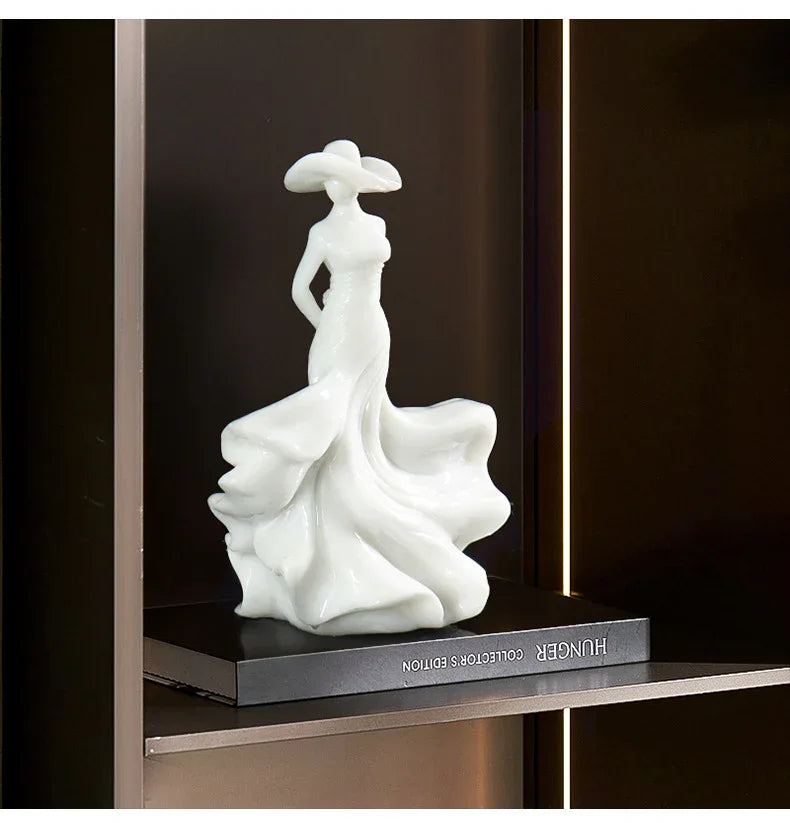 Natural Marble Woman Figurine Light Luxury Sculpture
