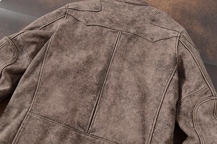 Men Tumbled Cowhide Leather Jacket