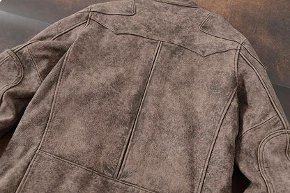 Men Tumbled Cowhide Leather Jacket