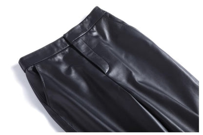 High Waisted Black Women Leather Pants Harem Style