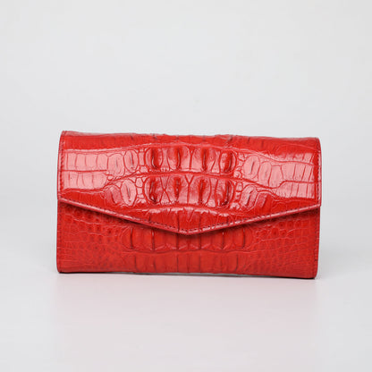 Women Crocodile Leather Wallet Long Clutch Purse