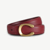 Women’s Black Leather Belt with Slim Gold C Buckle