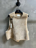Women’s Merino Fur Vest Shearling Sleeveless Jacket Gray Winter Outerwear