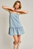 Denim Tie-Up Mini Suspender Dress For Women
