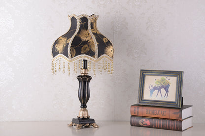 European fabric bedside table lamp black gold