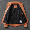Men's Cowhide Leather Jacket Brown Slim Fit