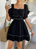 Black Ruffle Ruched Mini Dress Off Shoulder Look
