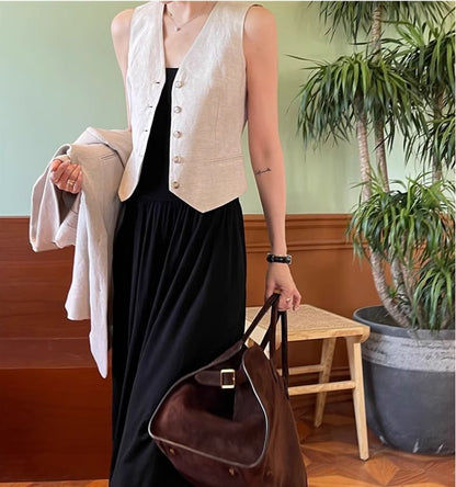 Knitted Fabric Womens Sleeveless Vest